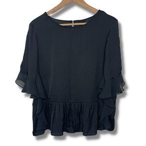 Who What Wear | Black Ruffled Blouse | Size M